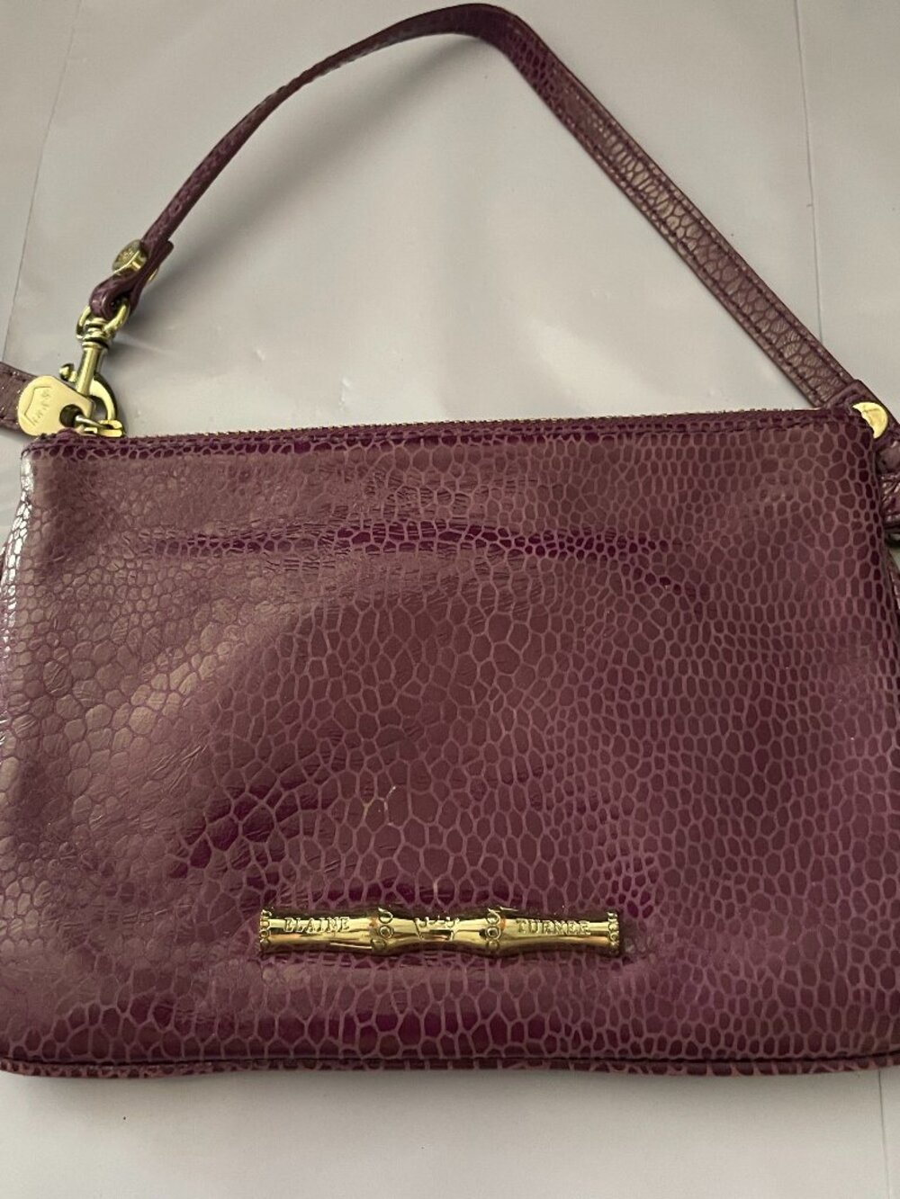 Elaine Turner Purple Leather Wristlet